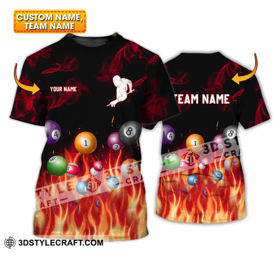Unisex Shirt - Custom Name And Team Name Shirt - Fire Billiard Ball style option 1