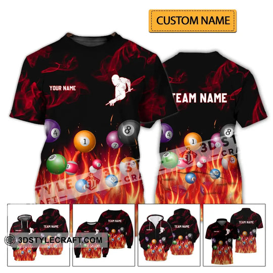 Unisex Shirt - Custom Name And Team Name Shirt - Fire Billiard Ball style option 2