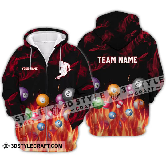 Unisex Shirt - Custom Name And Team Name Shirt - Fire Billiard Ball style option 4