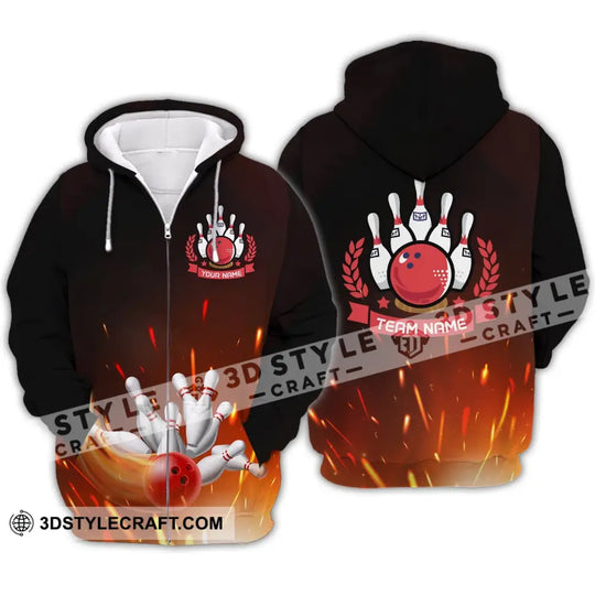 Unisex Shirt - Custom Name And Team Name Shirt -Fire Bowling Balls style option 4