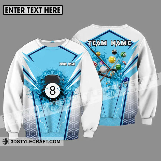 Unisex Shirt - Custom Name And Team Name Shirt For Billiard Lover White And Light Blue style option 4