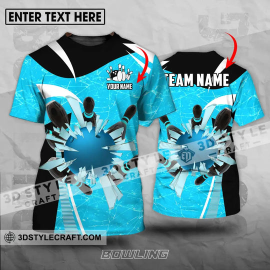 Unisex Shirt - Custom Name And Team Name Shirt, Light Blue Pieces Bowling style option 1