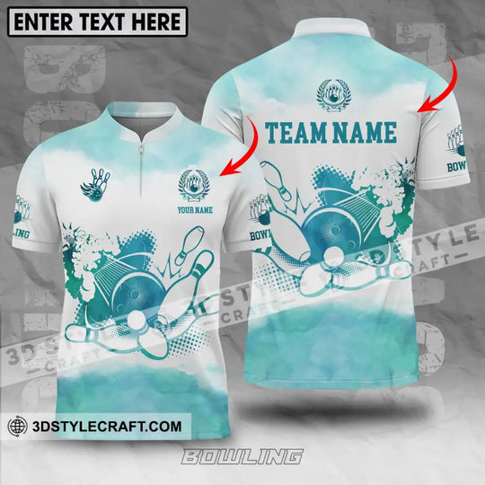 Unisex Shirt - Custom Name And Team Name Shirt, Mint Color Bowling Ball And Pins style option 1