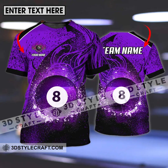 Unisex Shirt - Custom Name And Team Name Shirt, Purple Billiard 8 style option 1