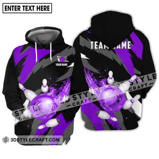 Unisex Shirt - Custom Name And Team Name Shirt, Purple Bowling Ball Shirt style option 3