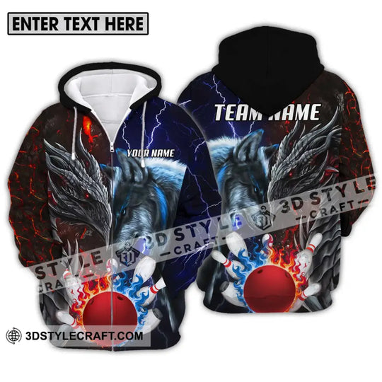 Unisex Shirt - Custom Name And Team Name Sport Shirt, Fire Ice Bowling King style option 2