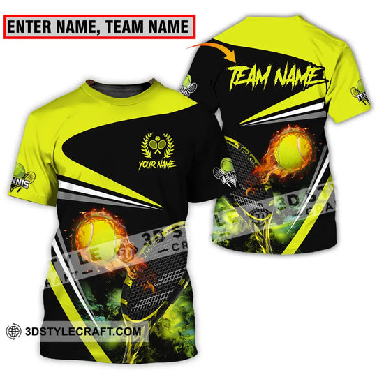 Unisex Shirt - Custom Name And Team Name Sport Shirt, Fire Tennis Ball style option 1