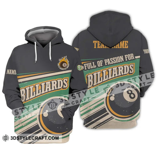 Unisex Shirt - Custom Name And Team Name Sport Shirt, Full Of Passion For Billiards style option 3