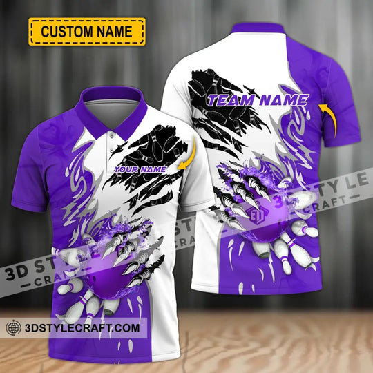 Unisex Shirt - Custom Name And Team Name Sport Shirt, Purple Bowling style option 1