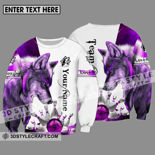 Unisex Shirt - Custom Name And Team Name Sport Shirt, Purple Wolf Bowling style option 4