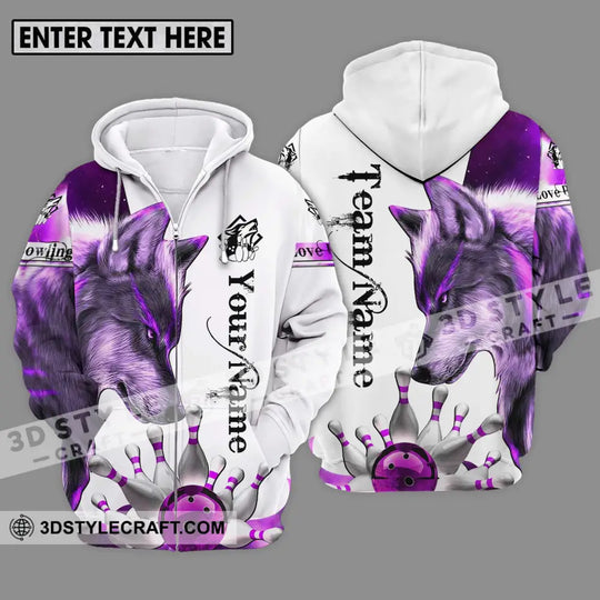 Unisex Shirt - Custom Name And Team Name Sport Shirt, Purple Wolf Bowling style option 2