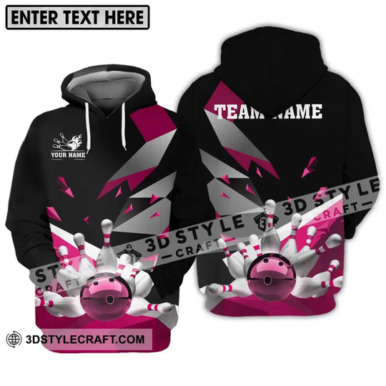 Unisex Shirt - Custom Name And Team Name Shirt, White Bowling Pins Pink Shirt style option 3