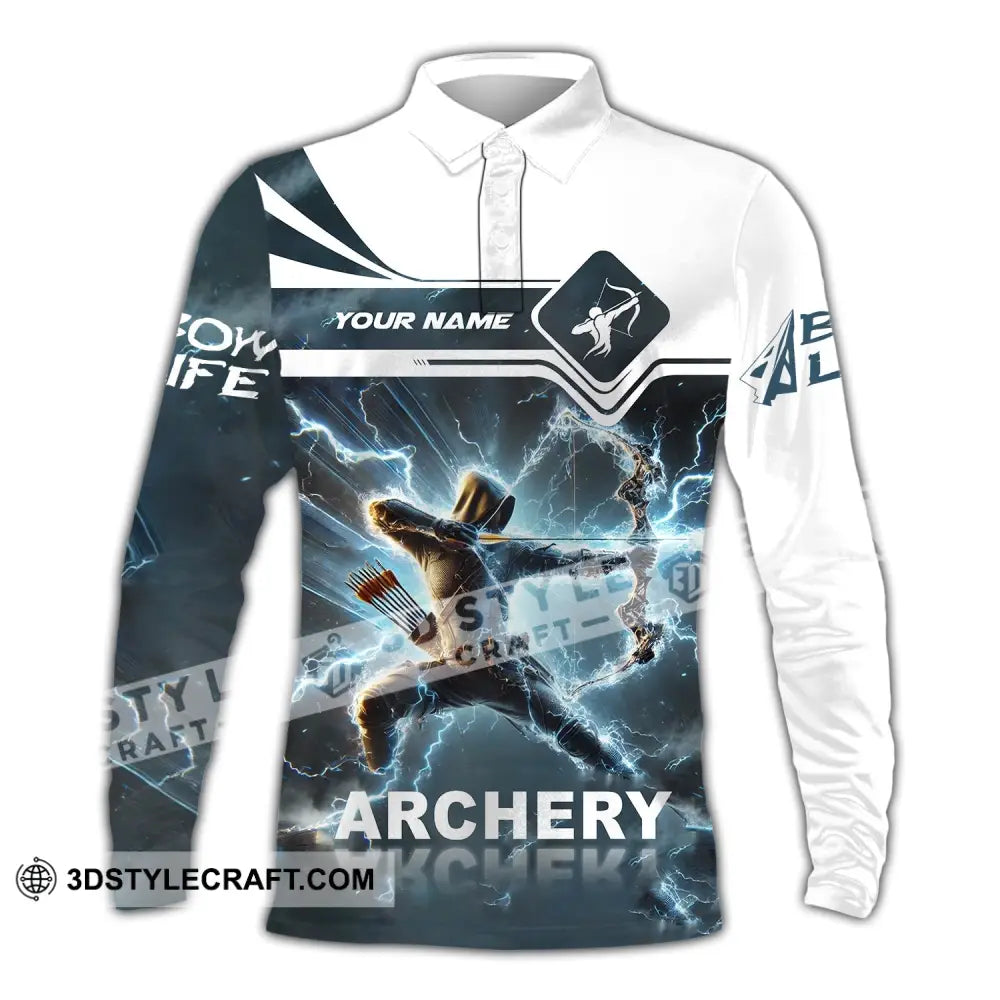 Unisex Shirt - Custom Name Archery Long Sleeve Polo / S T-Shirt