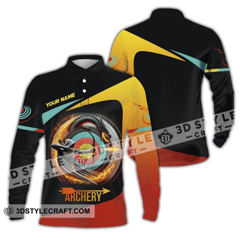 Unisex Shirt Custom Name Archery Polo Long Sleeve Love T-Shirt / S T-Shirt