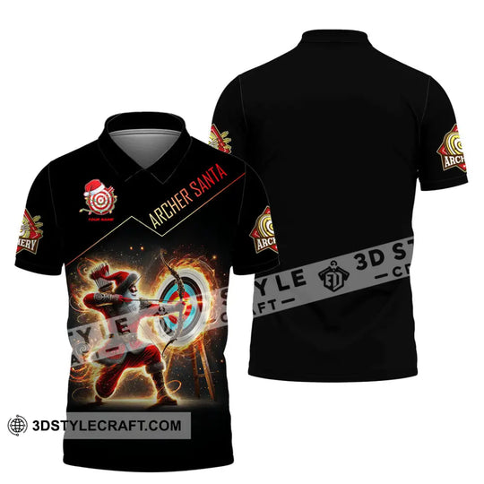 Unisex Shirt, Custom Name Archery Santa Shirt, Archery Lover Christmas Gift style option 4