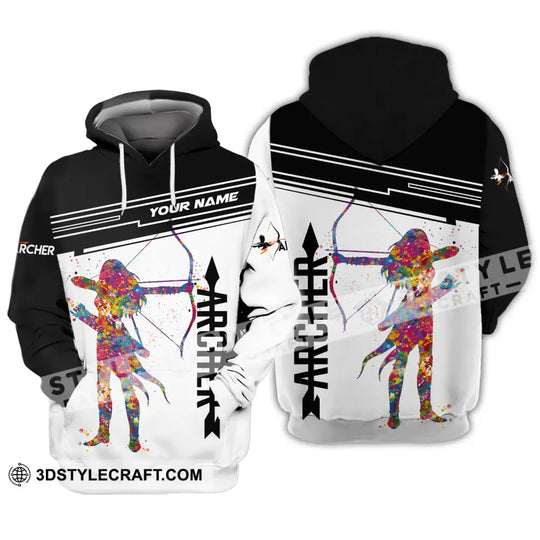 Unisex Shirt - Custom Name Archery Sport Shirt, Black And White style option 3