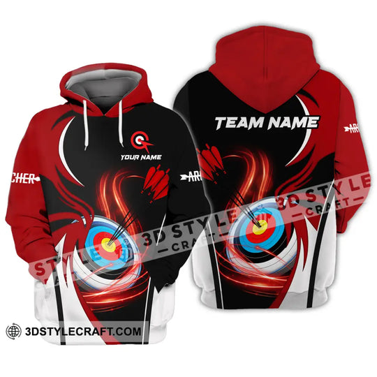 Unisex Shirt - Custom Name Archery Sport Shirt, Red Wave style option 3