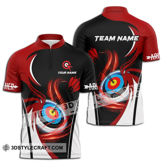 Unisex Shirt - Custom Name Archery Sport Shirt, Red Wave style option 2