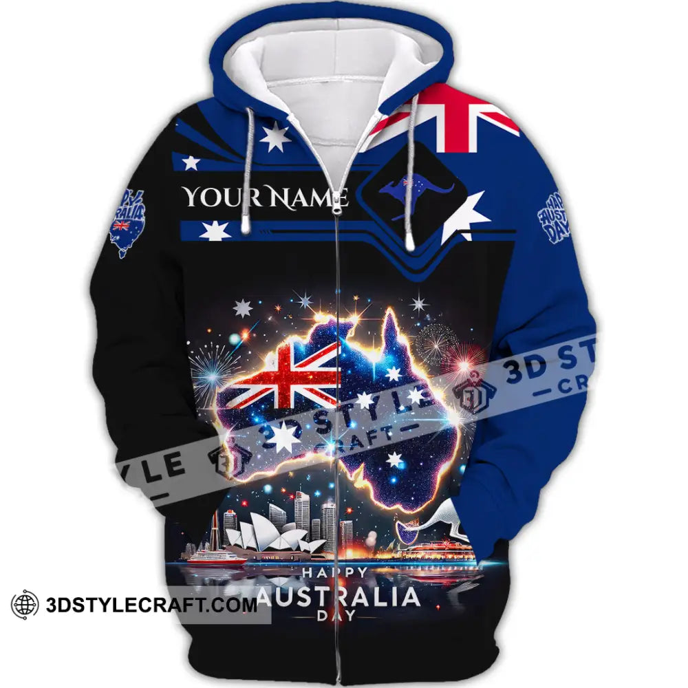 Unisex Shirt Custom Name Australia Lover Gift Zipper Hoodie / S T-Shirt