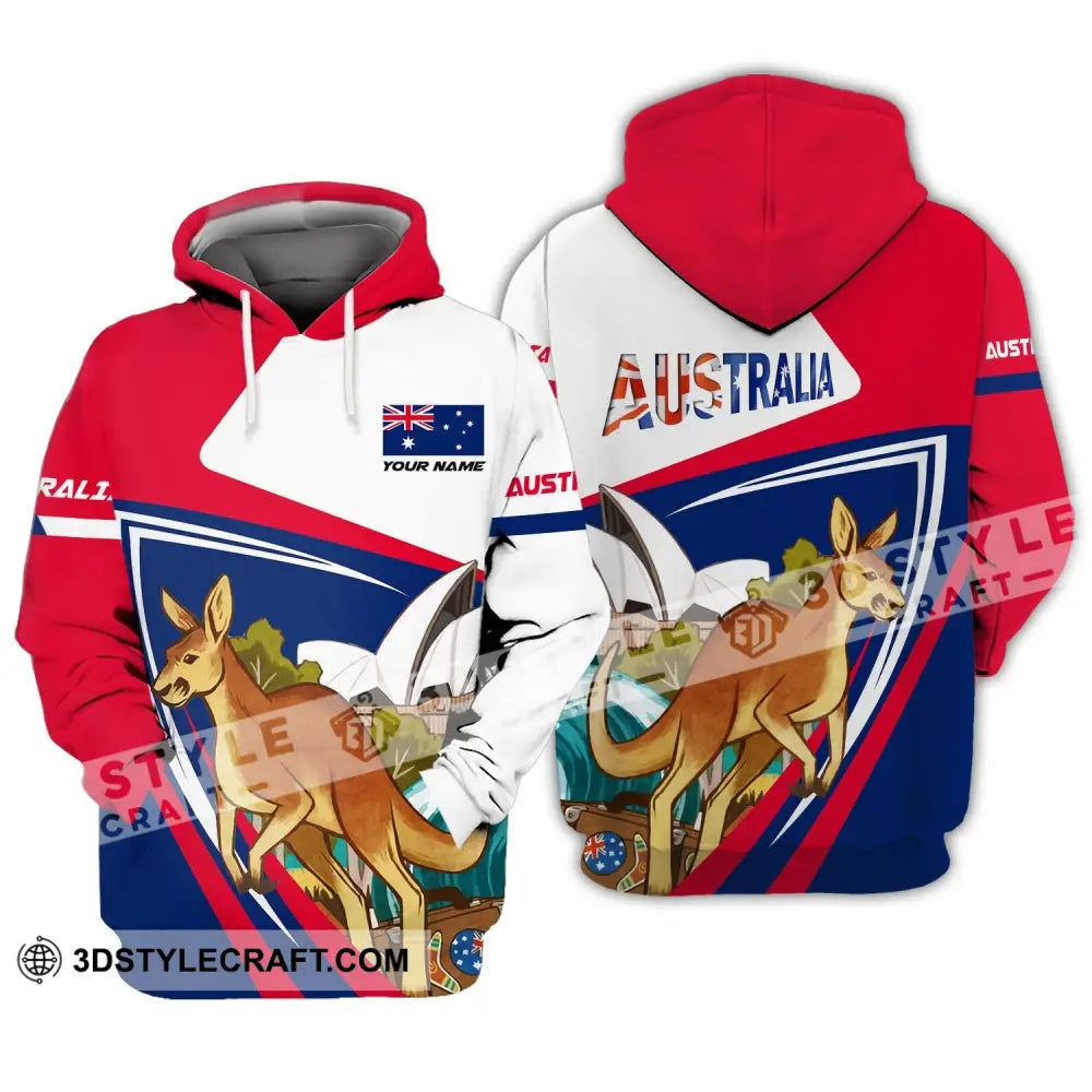 Unisex Shirt Custom Name Australia T-Shirt Kangaroo Hoodie / S