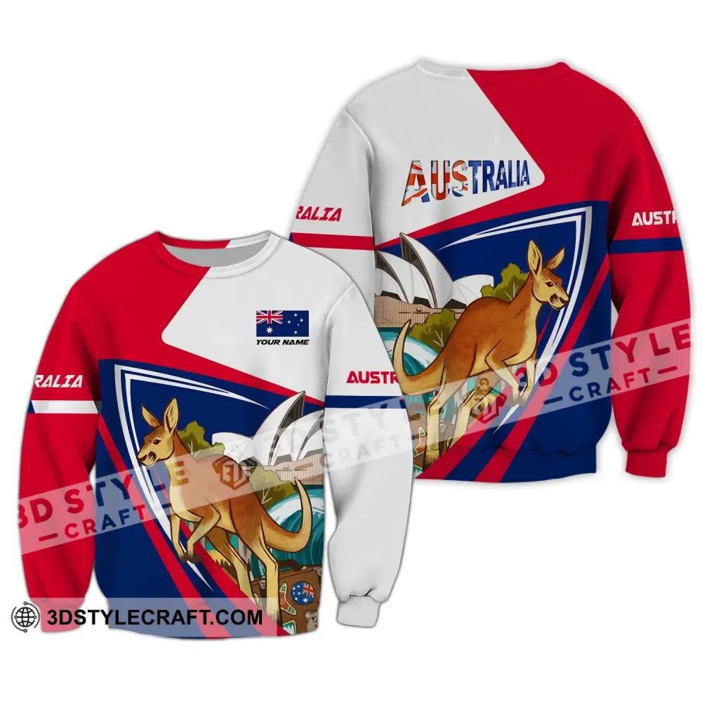 Unisex Shirt Custom Name Australia T-Shirt Kangaroo Long Sleeve / S