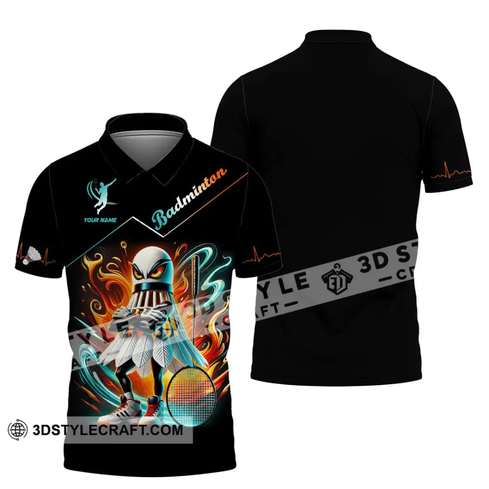 Unisex Shirt Custom Name Badminton Lover Gift Polo / S T-Shirt