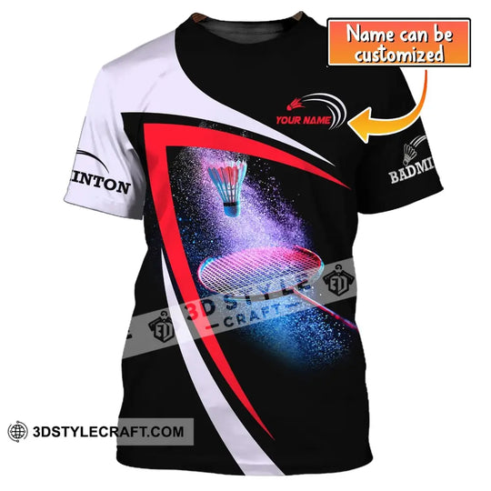 Unisex Shirt, Custom Name Badminton Shirt, T-Shirt for Badminton Club, Gift for Badminton Players style option 1