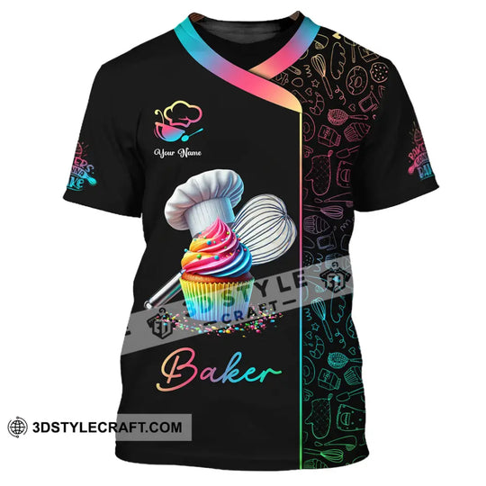 Unisex Shirt, Custom Name Baker Shirt, Bakery Shop T-Shirt, Bakery Chef Polo Long Sleeve style option 3