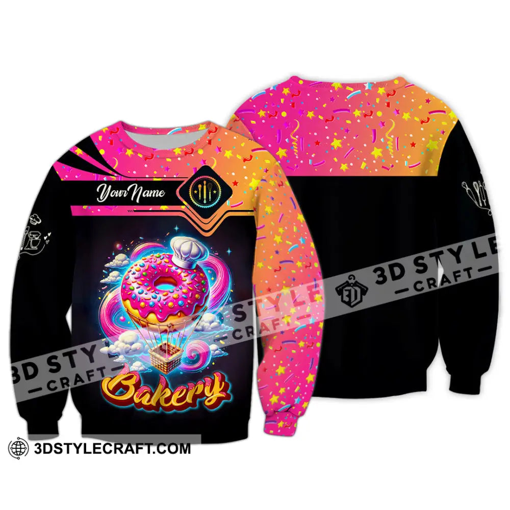 Unisex Shirt Custom Name Baker Bakery Shop T-Shirt Chef Polo Long Sleeve / S T-Shirt