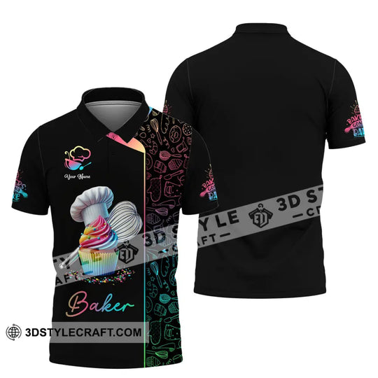 Unisex Shirt, Custom Name Baker Shirt, Bakery Shop T-Shirt, Bakery Chef Polo Long Sleeve style option 4