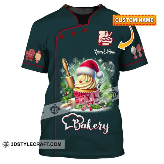Unisex Shirt, Custom Name Baker Christmas Shirt, Christmas Polo Long Sleeve, Baker Christmas T-Shirt style option 1