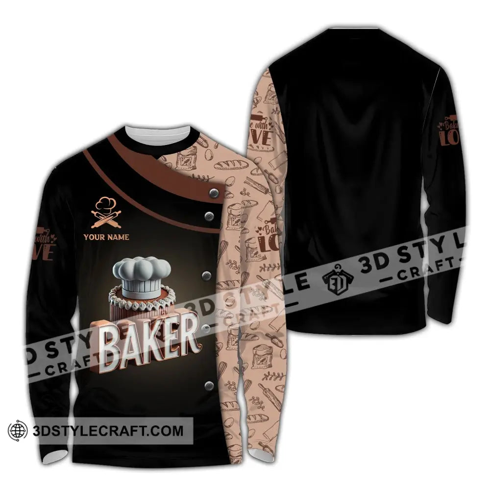 Unisex Shirt Custom Name Bakery Chef Shop T-Shirt Bakers Gift Long Sleeve / S T-Shirt