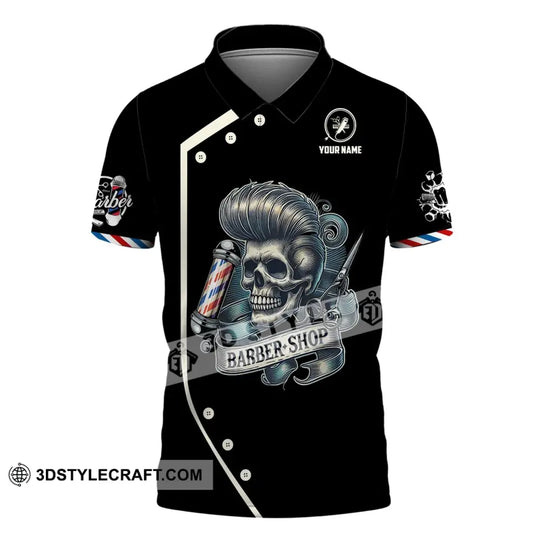 Unisex Shirt, Custom Name Barber Shirt, Barber Polo Long Sleeve, Barber Shop Uniform style option 4