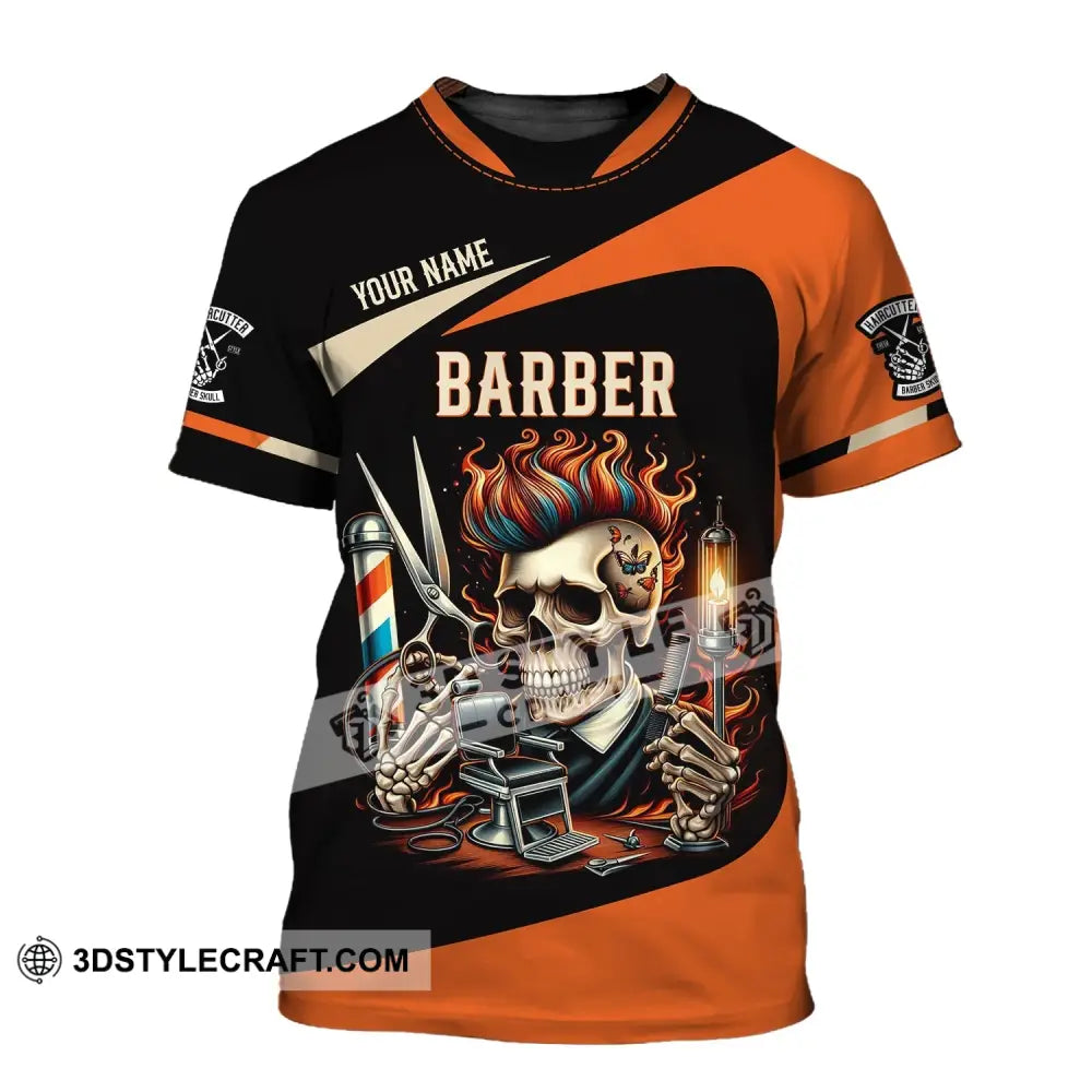 Unisex Shirt Custom Name Barber Polo Long Sleeve Shop Uniform T-Shirt / S