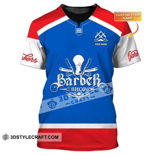 Unisex Shirt, Custom Name Barber T-Shirt, Hairstylist Apparel, Shirt For Barber Shop style option 1