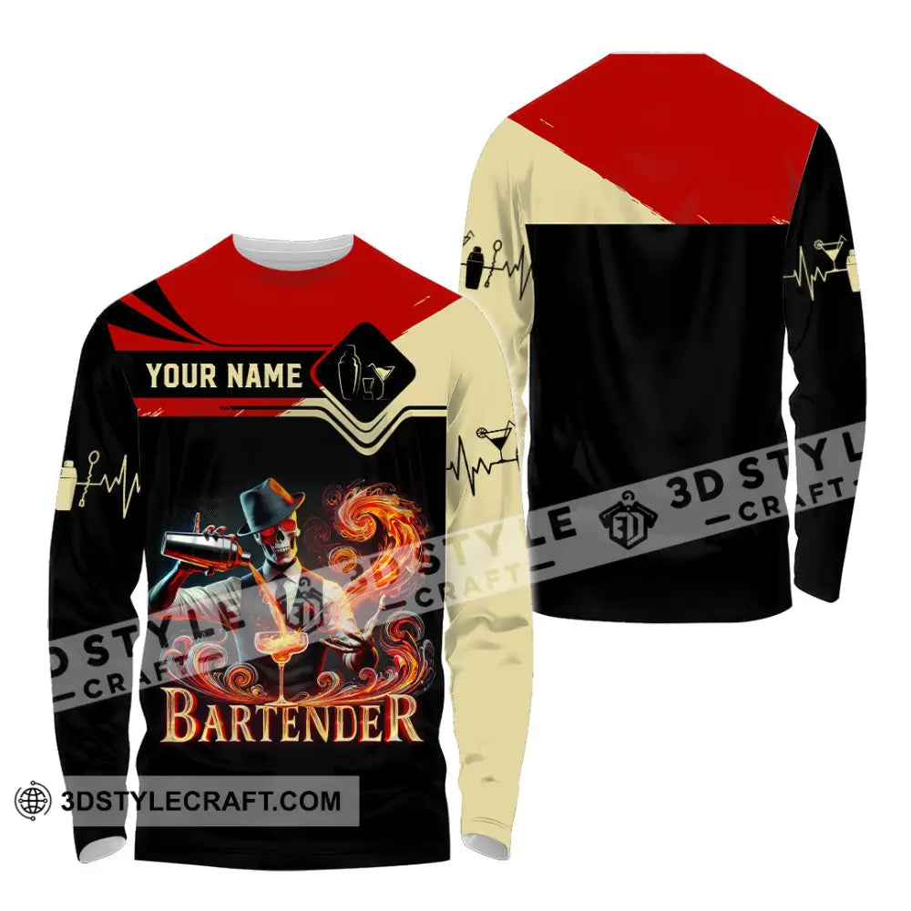 Unisex Shirt Custom Name Bartender Christmas Gift Long Sleeve / S T-Shirt