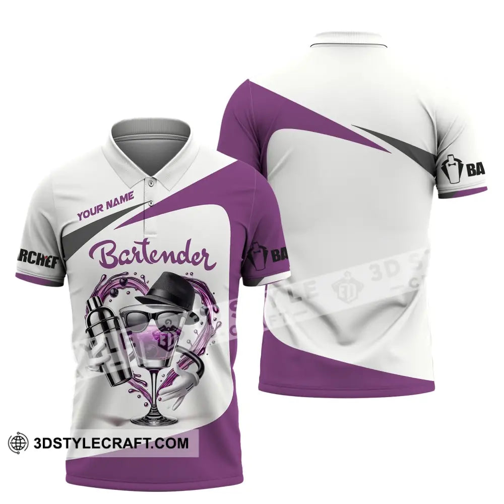 Unisex Shirt Custom Name Bartender Polo Long Sleeve Barista / S T-Shirt