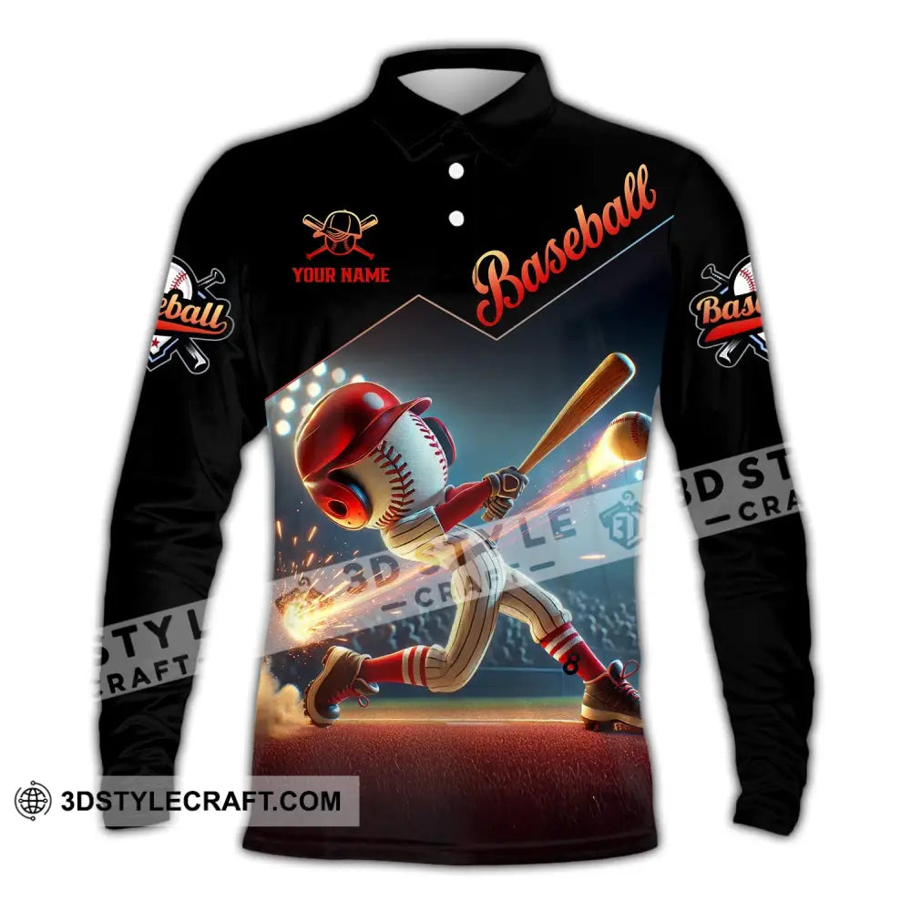 Unisex Shirt - Custom Name Baseball Long Sleeve Polo / S T-Shirt