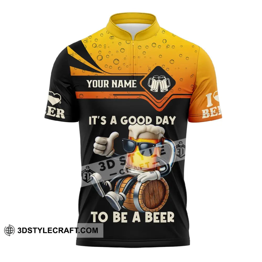 Unisex Shirt Custom Name Beer Gift For Lover Zipper Polo / S T-Shirt