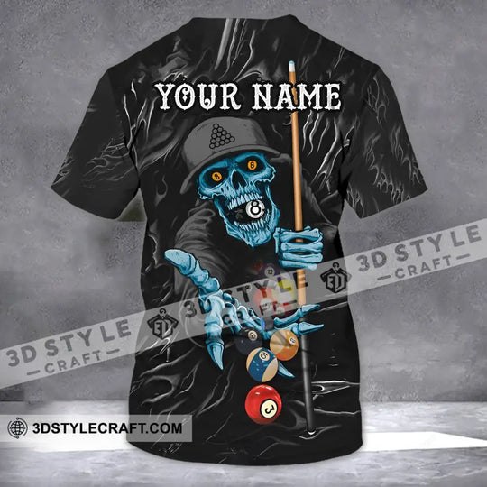 Unisex Shirt - Custom Name Billiards T-Shirt - Billiards Skull - Billiards Clothing style option 3