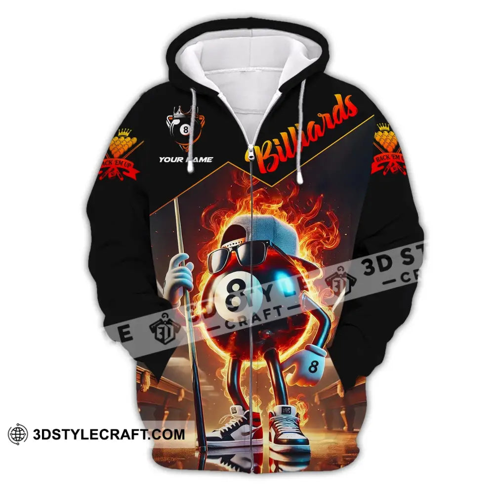 Unisex Shirt - Custom Name Billiards Zipper Hoodie / S T-Shirt