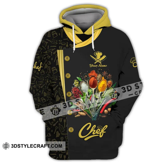 Unisex Shirt - Custom Name Black And Yellow 3D Shirt For Chef style option 3