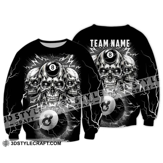 Unisex Shirt - Custom Name Black Skull Billiard Shirt style option 4