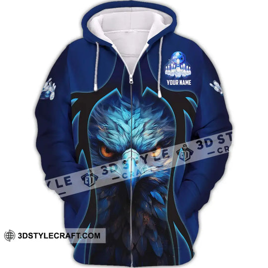 Unisex Shirt - Custom Name Shirt - Bowling Blue Eagle style option 4