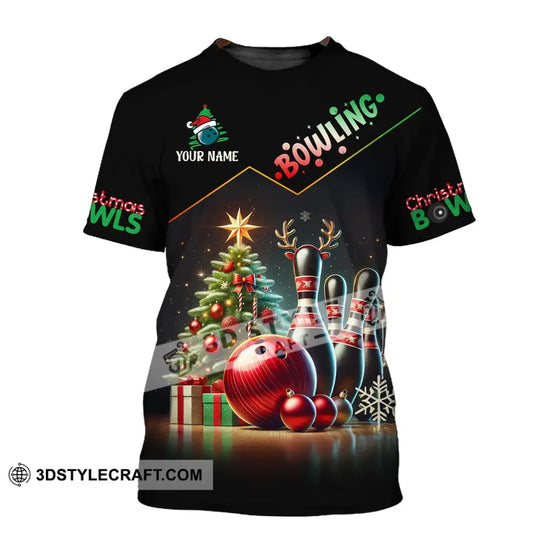 Unisex Shirt, Custom Name Bowling Christmas Shirt, Bowling Love Shirt, Christmas Gift style option 2