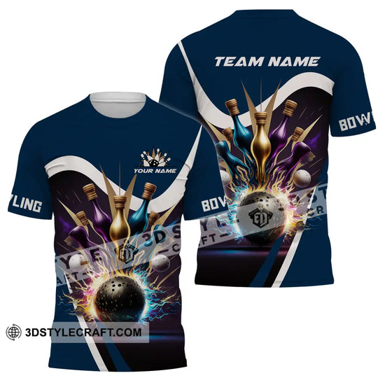 Unisex Shirt - Custom Name Bowling Dark Color Pins Shirt style option 2
