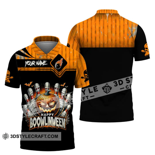 Unisex Shirt, Custom Name Bowling Halloween Shirt, Halloween Polo Long Sleeve Shirt, Halloween Gift style option 4