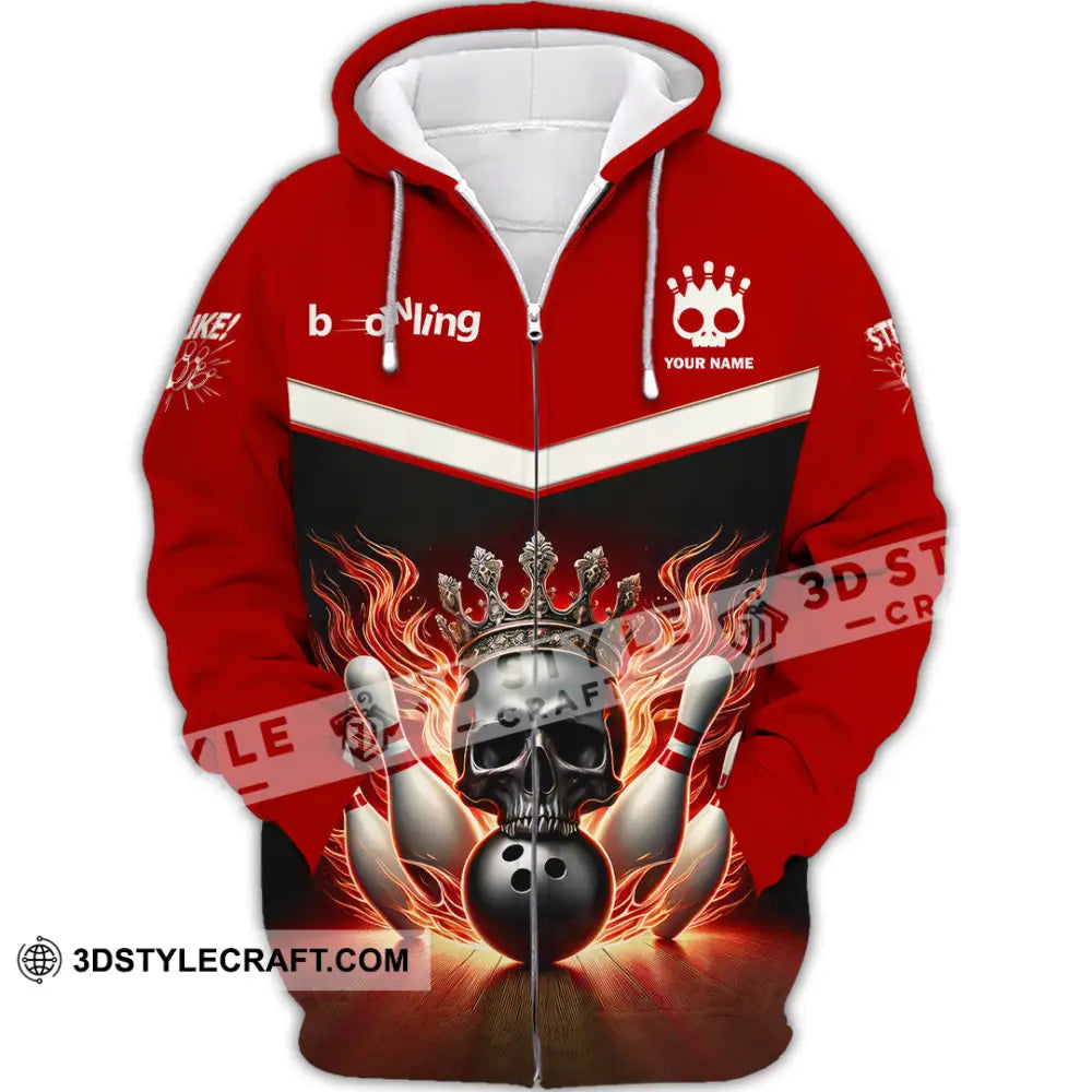 Unisex Shirt Custom Name Bowling Polo Long Sleeve T-Shirt Zipper Hoodie / S T-Shirt