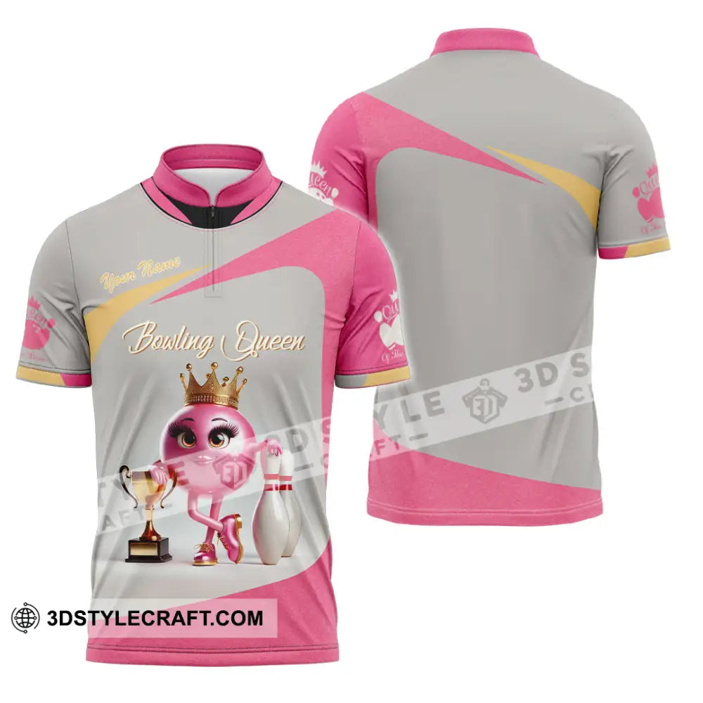 Unisex Shirt Custom Name Bowling Polo Long Sleeve T-Shirt Zipper / S T-Shirt