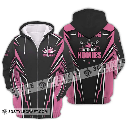 Unisex Shirt - Custom Name Shirt - Bowling Rolling With My Homies style option 2